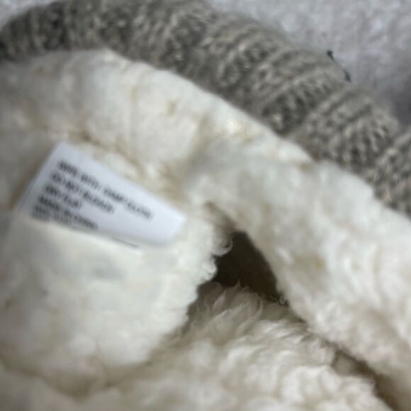 Mukluks beige and gray knit boots brown faux suede trim faux fur lining … - Picture 8 of 12